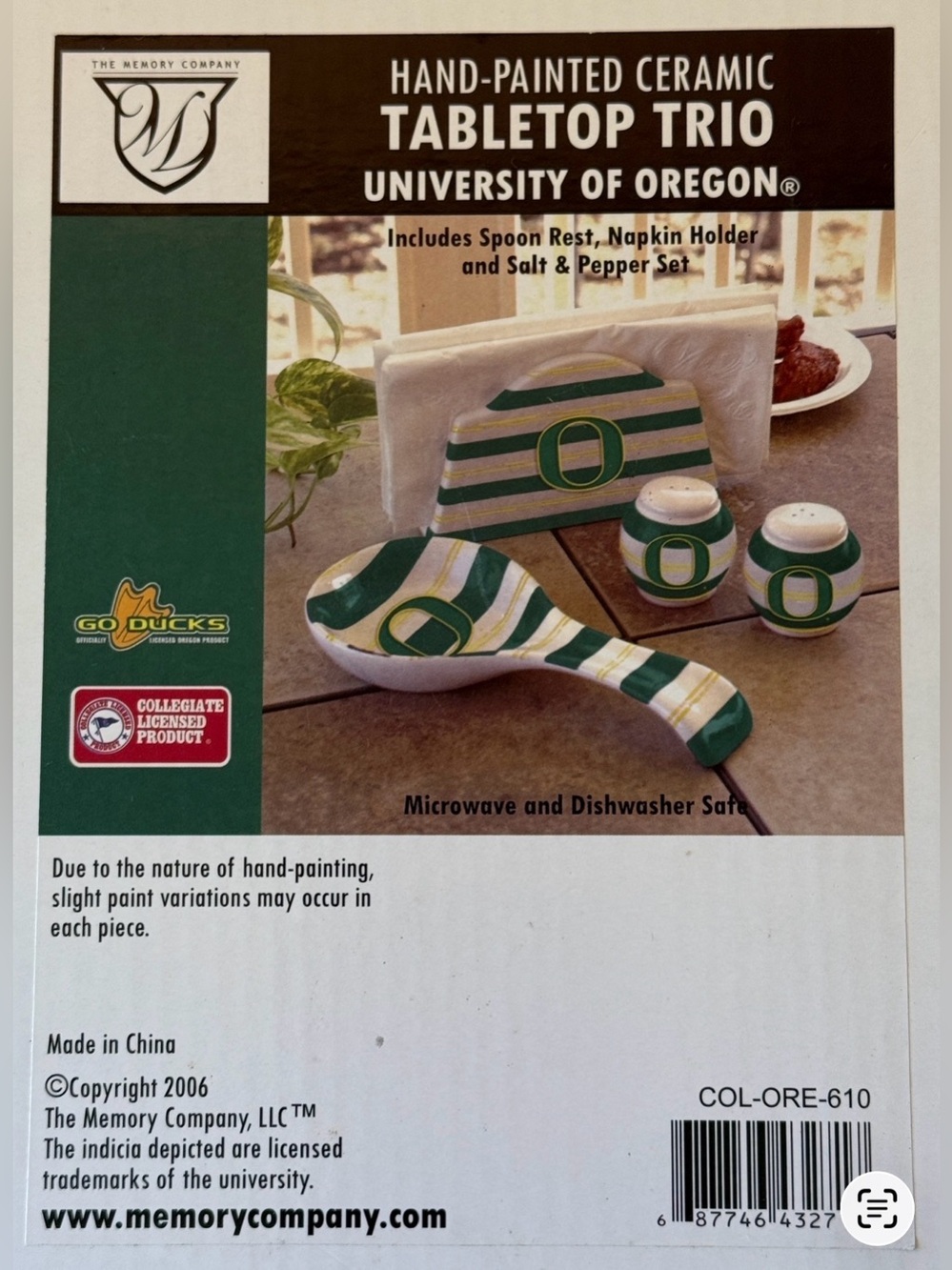 University of Oregon Hand-Painted Ceramic Tabletop Trio - Green/White